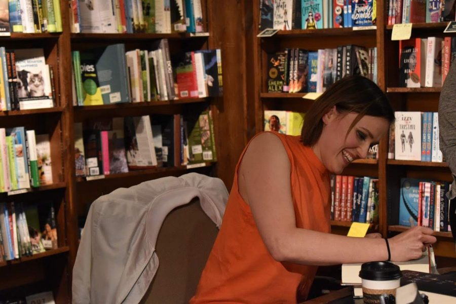 Veronica Roth signs books at the Tattered Cover on April 9, 2019. 