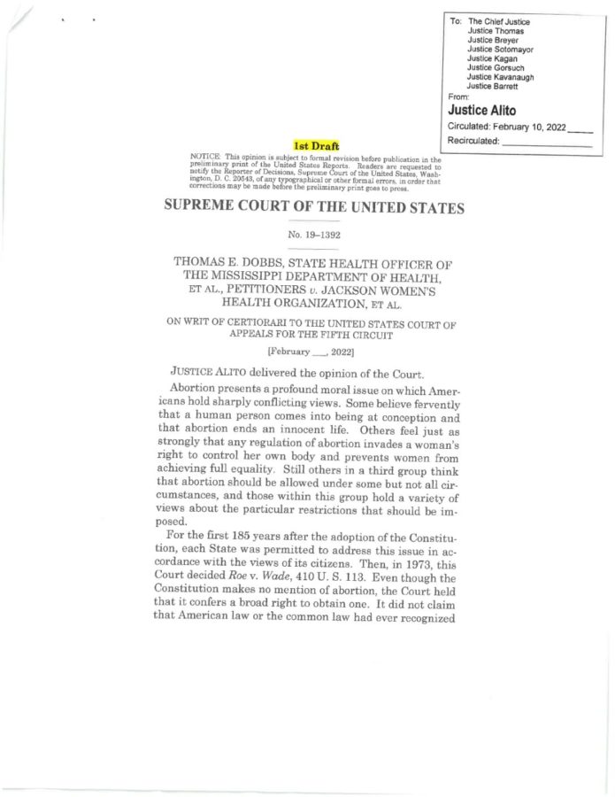 Roe v. Wade Potential Overturning; Supreme Court Document Leaked for the First Time in History