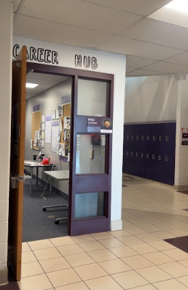 A-West's career hub, where Michael Sena assists students in finding internships, job shadows, and more (Photo taken by Kylie Jones).